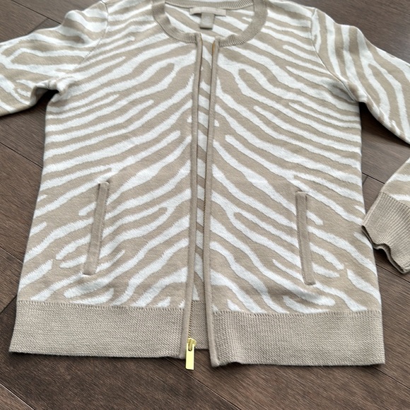 Banana Republic cream and white colour zebra pattern cardigan size S. worn 1x - Picture 6 of 7